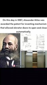 Alexander Miles (May 18, 1838 – May 7, 1918) was an African-American inventor best known for being awarded a patent for an automatically opening and closing elevator doors. He was awarded the patent, U.S. Patent 371,207, on October 11, 1887. Before automatic doors, people had to manually shut both the shaft and elevator doors before riding. Forgetting to do so led to multiple accidents as people fell down elevator shafts. When the daughter of African-American inventor Alexander Miles almost fata