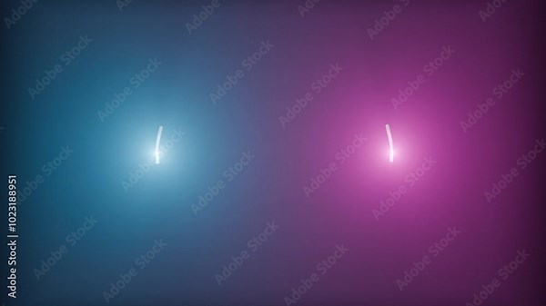 two blue and pink color particles emitting light colliding and producing light Stock Video