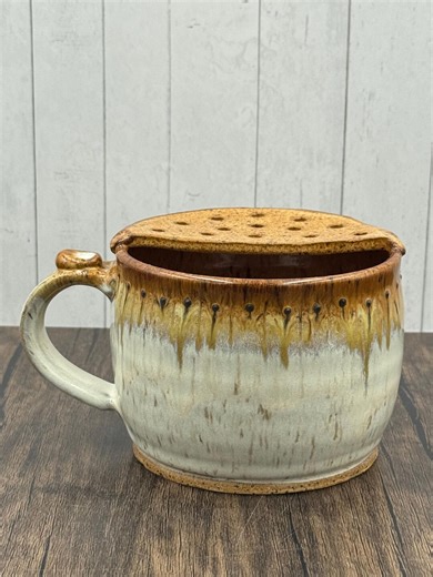 Pottery Berry Strainer, Small Pasta and Vegetable Colander, Drippy Glaze, Hand Made Stoneware - Etsy