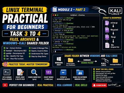 Linux Practical for Cybersecurity | Files, Directories & Archive Extraction in Kali Linux | part 2