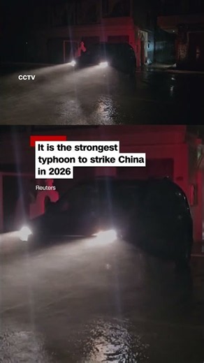 Scaffolding falls as China hit by its largest typhoon in 2026