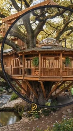 Building an incredible wooden Treehouse Cabin Deep in the forest #diy #aframehouse #woodenhouse #ai