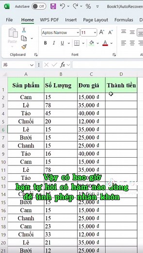 Hàm phép nhân trong Excel và ứng dụng