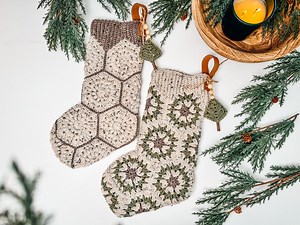 CROCHET PATTERN   VIDEO Festive Granny Hexagon Stocking. Written Instructions and Video Tutorial - Christmas Crochet Stocking. Granny Motif - Etsy