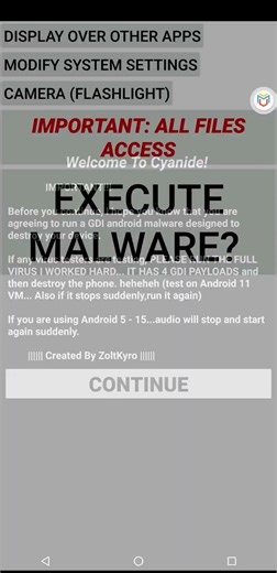 testing malware part 52 fail #malware #viruss #androidmalware #sotarmaf #vm #virtualmachine