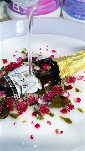 Creative resin art blending glass shards with delicate roses beautifully crafted. #popular #skills