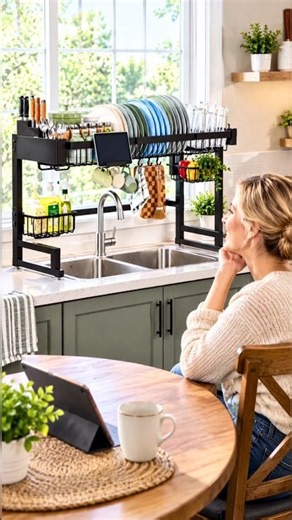 Expandable Over The Sink Dish Drying Rack | Space-Saving Kitchen Idea
