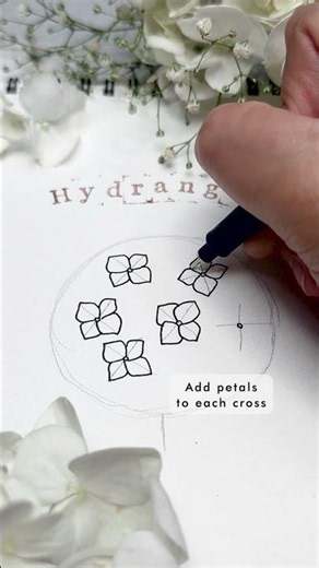 How you can draw a hydranger flower in easy stages ✨