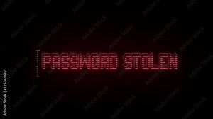 ASCII Text Reveal PASSWORD STOLEN Digital RED Stock Video