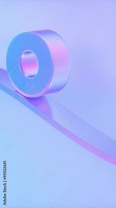 Minimalist loop animation, blue iridescent cylinder rolling on curved track, simple geometric shapes. Seamless movement. Looped background, cyclic live image, loading animated poster. Endless motion Stock Video
