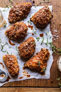 Oven Fried Southern Hot Honey Chicken.