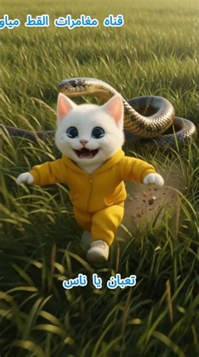 شوف القط مياو عمل ايه لما الافعى جريت وراه😰💔 #shorts #ai #cat #viral