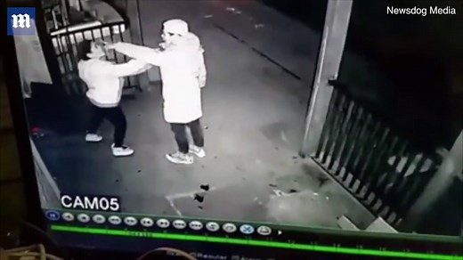 Bully is knocked out after he harasses a woman on the street