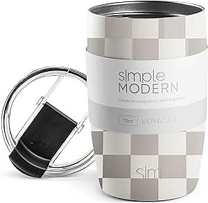 Simple Modern Voyager Tumbler with Flip Lid | Travel Coffee Mug | Insulated Stainless Steel Cold Brew Iced or Hot Coffee Cup | Gifts for Women Men Her Him | 12oz, Checkmate