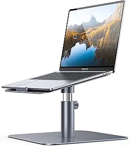 Lamicall Laptop Stand, Swivel Computer Holder Multi-Angle Height Adjustable, Ergonomic 360 Rotating Notebook Desk Riser, Compatible with 10-17" Laptop, Such as MacBook Air Pro, Dell XPS, HP, Gray