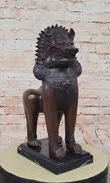 Bronze Foo Dog Guardian Statue – Oriental Protective Lion Sculpture 45923B
