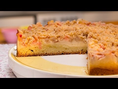 Rhabarberkuchen mit Vanillecreme und Streuseln - Backen Einfach lecker #chefkoch