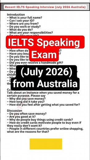 IELTS Speaking Exam (July 2026) from Australia #ieltsspeaking #ieltsinterview #ieltspreparation