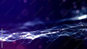 3d animation with glow blue particles form abstract forms and structures. Seamless looped sci-fi background as microworld or cyber holographic space. dot structures 8