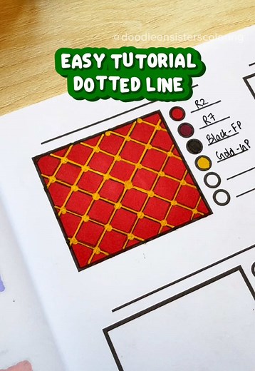 Dotted Line✨ Easy Tutorial Series - Part 38 ✨ Stay tuned for daily tutorials🫠 Here’s one of the many ways to draw cute patterns in your drawing and make it pop! Coloring book used: Practice Patterns by Doodleen Sisters Our Cute Coloring Books are available on @m@zon. Link is in the bio. 💛💛 Medium: Ohuhu Markers Gold Gel Pen Black Fineliner Pen #doodleensisters #doodleensisterscoloring #coloringforadults #coloringtherapy #coloringtutorial #coloringtips #cozycoloring #ohuhumarkers #colorinspira