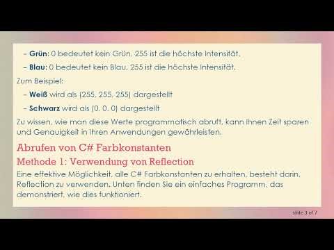 C# Farbkonstanten finden: R, G, B Werte vereinfacht