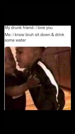 Johnny Bravo Explains Memes on Instagram: "Hey everyone, Johnny here to expain. This meme jokes about the familiar dynamic where a drunk friend suddenly becomes extremely emotional and affectionate, blurting out “I love you” with total sincerity, while the sober or less-drunk friend has already switched into caretaker mode and responds with practical, almost parental concern instead of matching the sentiment. The text sets up that contrast, and the blurry image of one person leaning heavily into