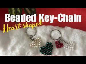 Heart Shaped Beaded Keychain #beadedcraft #Pearlkeychain #kraftasmile #craftideas #beadsjewellery