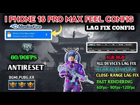Bgmi lag Fix config 4.1, Super smooth +90fps+120fps config,bgmi+pubg+kr,pubg lag fix config