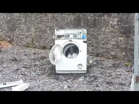 Washing machine eats a brick