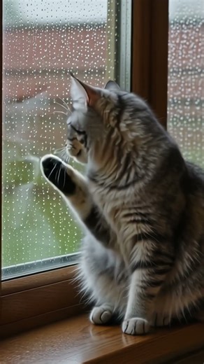 Cozy Tabby Cat Relaxing by the Window on a Rainy Day 🌧️🐱