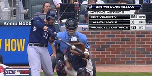 Travis Shaw hit an absolute moonshot to the roof of the right-field pavilion