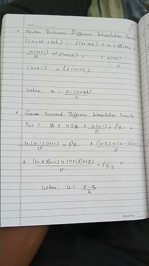 Newton Backward Difference Interpolation formula and Gauss Forward Difference Interpolation Formula,