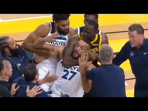 Draymond Green headlocks Rudy Gobert after Klay Thompson and Jaden McDaniels fight 😳