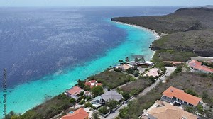 Cas Abao Beach At Willemstad In Netherlands Curacao. Beach Landscape. Caribbean Island. Willemstad At Netherlands Curacao. Seascape Outdoor. Nature Tourism.