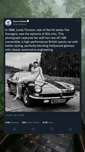 1968: Linda Thorson Meets the Legendary AC 428#LindaThorson #AC428 #RareCars #ClassicCars