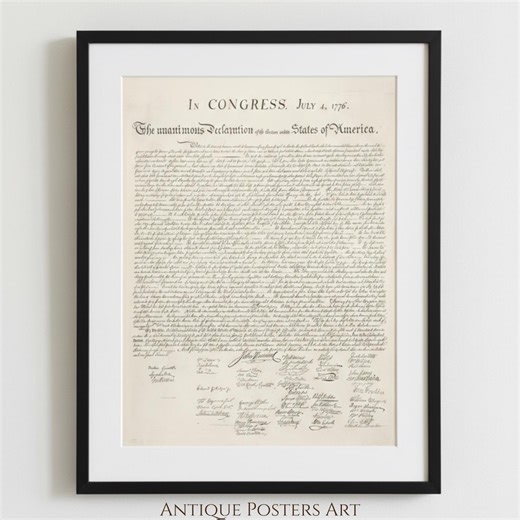 Declaration of Independence Printable Wall Art, Vintage American Print Sign, Antique USA Wall Art, July 4th Decor, Independence Day Poster - Etsy UK