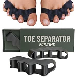 Toe Spacers - Bunion Corrector for Women & Men, Toe Separators for Women, Toe Spacers Men, Hammer Toe Straightener, Bunion Relief, 1 Pair Silicone Gel Toe Separators (Black, 1)