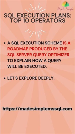 Explore Execution Plan | #job #sql #sqldba | Made Simple MSSQL