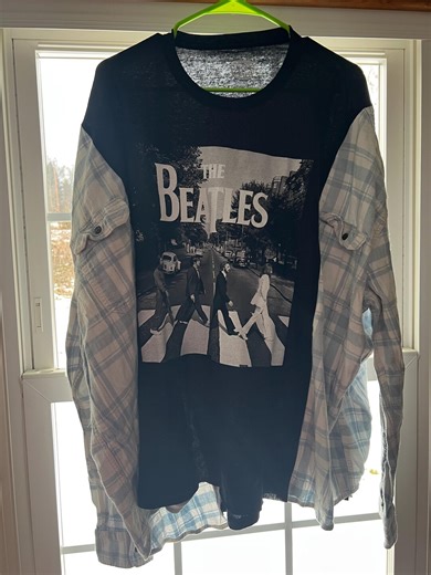 The Beatles Flannel Shirt, Upcycled, Oversized, Reworked - Etsy