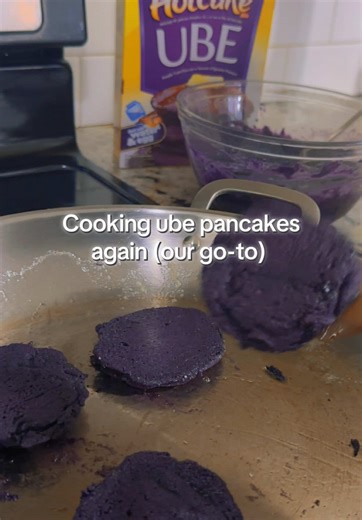 Cooking ube pancakes at home using White King ube pancake mix (our go-to) from a local sari-sari store in Puyallup, WA. If you love be this is your sign 🤭🙂 nothing fancy just cooking purple pancakes again (my son’s fave) #ubepancakes #filipinofood #momlife #puyallupwa #sarisaristore