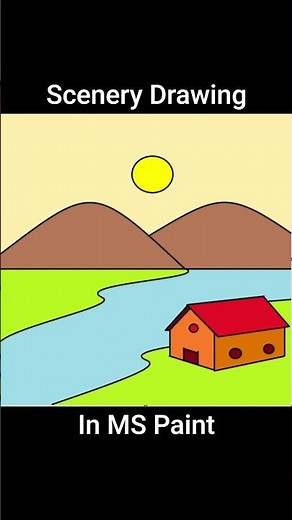 Simple Scenery Drawing in MS Paint | Easy Drawing | Digital Relaxing Art #shorts #satisfying #asmr