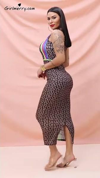 New 3 colors plus size one shoulder print slim stretch dress SKU A28454