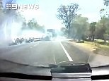Horrifying moment truck jackknifes on highway south-west of Sydney