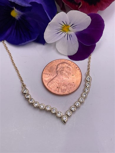 Diamond Bezel Necklace - Etsy