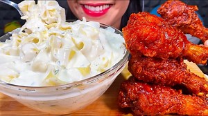 Hello Friends, Welcome back to my video! Asmr Alfredo Creamy Pasta _ Spicy Fried Chicken Mukbang Massive Eating Sounds|| #HungryASMR If you like my videos, Please don't forget to FOLLOW my PAGE | Thanks to FACEBOOK! #asmr #mukbang #asmrmukbang #mukbangasmr #asmrchallenge | Hungry ASMR