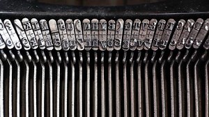 Detail of an old typewriter, machine of the 30s