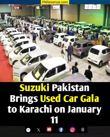 PkRevenue on Instagram: "Suzuki Pakistan Brings Used Car Gala to Karachi on January 11 Pak Suzuki Motor Company is set to energize Karachi’s automotive market by hosting an exciting Used Car Gala on January 11, 2026. Read More: https://pkrevenue.com/suzuki-pakistan-brings-used-car-gala-to-karachi-on-january-11/ #suzuki #PakSuzuki #usedcarsforsale #usedcars #karachi"