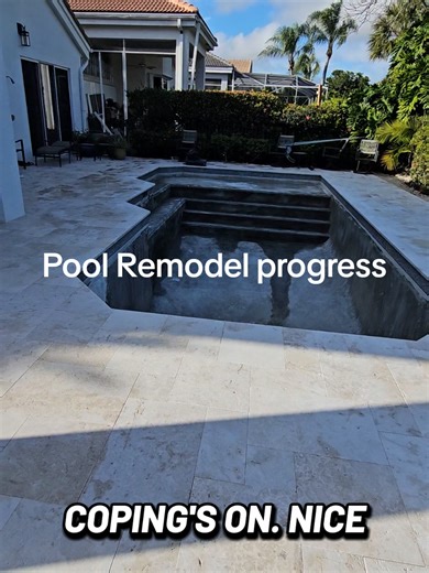 Decking, coping, and tile done! Next is a full BaseCrete waterproofing/bond coat! #cristallopools #basecrete #waterproof #remodel #basecrete