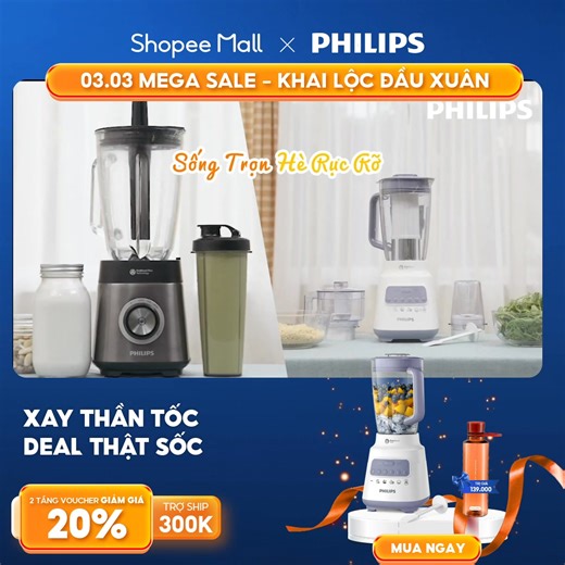 3.3 MEGA SALE PHILIPS KHAI LỘC ĐẦU XUÂN ⏰Ưu đãi từ ngày 20h 2.3 – 3.3 🤩Ưu đãi đến 50% 🛒"Đón sale" tại: https://bit.ly/4l1SjYj 💥GIẢM đến 50%!!💥 💥Voucher giảm thêm lên đến 200,000đ!!💥 💥Mua máy xay sinh tố Philips – nhận ngay bình nước Kita slim trị giá 139,000!!💥 📌Lưu ý: - Số lượng quà tặng có hạn Mua sắm ngay! #Philips #PhilipsHomeLivingVN #Shopeemall #PhilipsHomeAppliances #Mega33 | Philips Home Living - VN