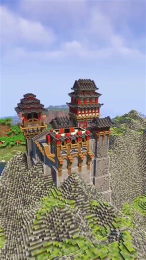 Minecraft Japanese Mountain Temple Build Timelapse 🤯